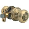 imageKwikset Juno Entry Door Knob with Lock and Key Secure Keyed Handle Exterior Front Entrance and Bedroom Polished Brass Pick Resistant SmartKey Rekey SecurityAntique Brass