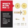 imageKwikset Juno Entry Door Knob with Lock and Key Secure Keyed Handle Exterior Front Entrance and Bedroom Polished Brass Pick Resistant SmartKey Rekey SecurityPolished Brass