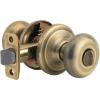 imageKwikset Juno Entry Door Knob with Lock and Key Secure Keyed Handle Exterior Front Entrance and Bedroom Polished Brass Pick Resistant SmartKey Rekey SecurityAntique Brass