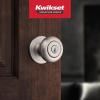 imageKwikset Juno Entry Door Knob with Lock and Key Secure Keyed Handle Exterior Front Entrance and Bedroom Polished Brass Pick Resistant SmartKey Rekey SecuritySatin Nickel