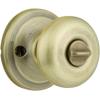 imageKwikset Juno Entry Door Knob with Lock and Key Secure Keyed Handle Exterior Front Entrance and Bedroom Polished Brass Pick Resistant SmartKey Rekey SecurityAntique Brass