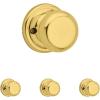 imageKwikset Juno Entry Door Knob with Lock and Key Secure Keyed Handle Exterior Front Entrance and Bedroom Polished Brass Pick Resistant SmartKey Rekey SecurityPolished Brass