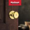imageKwikset Juno Entry Door Knob with Lock and Key Secure Keyed Handle Exterior Front Entrance and Bedroom Polished Brass Pick Resistant SmartKey Rekey SecurityPolished Brass