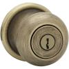 imageKwikset Juno Entry Door Knob with Lock and Key Secure Keyed Handle Exterior Front Entrance and Bedroom Polished Brass Pick Resistant SmartKey Rekey SecurityAntique Brass