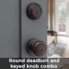 imageKwikset Juno Keyed Entry Door Knob and Single Cylinder Deadbolt Combo Pack with Microban Antimicrobial Protection Featuring SmartKey Security in Satin NickelVenetian Bronze