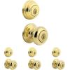 imageKwikset Juno Keyed Entry Door Knob and Single Cylinder Deadbolt Combo Pack with Microban Antimicrobial Protection Featuring SmartKey Security in Satin NickelPolished Brass