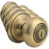 imageKwikset Juno Keyed Entry Door Knob and Single Cylinder Deadbolt Combo Pack with Microban Antimicrobial Protection Featuring SmartKey Security in Satin NickelAntique Brass