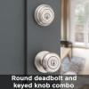 imageKwikset Juno Keyed Entry Door Knob and Single Cylinder Deadbolt Combo Pack with Microban Antimicrobial Protection Featuring SmartKey Security in Satin NickelSatin Nickel