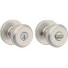 imageKwikset Maven Entry Door Knob with Lock and Key Secure Keyed Handle Exterior Front Entrance and Bedroom Matte Black Pick Resistant SmartKey Rekey Security and MicrobanSatin Nickel