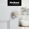 imageKwikset Maven Entry Door Knob with Lock and Key Secure Keyed Handle Exterior Front Entrance and Bedroom Matte Black Pick Resistant SmartKey Rekey Security and MicrobanSatin Nickel