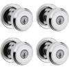 imageKwikset Maven Entry Door Knob with Lock and Key Secure Keyed Handle Exterior Front Entrance and Bedroom Matte Black Pick Resistant SmartKey Rekey Security and MicrobanPolished Chrome