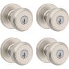 imageKwikset Maven Entry Door Knob with Lock and Key Secure Keyed Handle Exterior Front Entrance and Bedroom Matte Black Pick Resistant SmartKey Rekey Security and MicrobanSatin Nickel