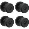 imageKwikset Maven Entry Door Knob with Lock and Key Secure Keyed Handle Exterior Front Entrance and Bedroom Matte Black Pick Resistant SmartKey Rekey Security and MicrobanMatte Black