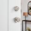 imageKwikset Maven Front Door Lock Handle and Deadbolt Set Entry Handleset Round Exterior with Interior Door Knob Secure Locking Deadbolt Matte Black with Microban ProtectionSatin Nickel