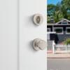 imageKwikset Maven Front Door Lock Handle and Deadbolt Set Entry Handleset Round Exterior with Interior Door Knob Secure Locking Deadbolt Matte Black with Microban ProtectionSatin Nickel