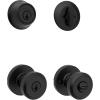 imageKwikset Maven Front Door Lock Handle and Deadbolt Set Entry Handleset Round Exterior with Interior Door Knob Secure Locking Deadbolt Matte Black with Microban ProtectionMatte Black