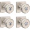 imageKwikset Maven Interior Passage Door Knob Square Handle for Closet and Hallway Doors NonLocking Doorknob in Matte Black with Microban ProtectionSatin Nickel