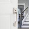 imageKwikset Prague Front Door Handle No Lock Entry Handleset Exterior with Interior Door Knob NonLocking Satin Nickel Deadbolt Not Included with Microban Protection