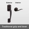 imageKwikset Prescott Front Door Handle No Lock Entry Handleset Exterior with Interior Reversible Handed Lever NonLocking Venetian Bronze Deadbolt Not Included with Microban ProtectionVenetian Bronze