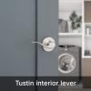 imageKwikset Prescott Front Door Handle No Lock Entry Handleset Exterior with Interior Reversible Handed Lever NonLocking Venetian Bronze Deadbolt Not Included with Microban ProtectionSatin Nickel