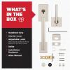 imageKwikset San Clemente Front Door Handle No Lock Entry Handleset Exterior with Interior Reversible Handed Lever NonLocking Satin Nickel Deadbolt Not Included with Microban Protection