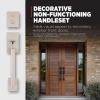 imageKwikset San Clemente Front Door Lock Handle and Deadbolt Set Entry Handleset Exterior with Interior Reversible Lever Matte Black Pick Resistant SmartKey Rekey Deadbolt SecuritySatin Nickel