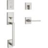 imageKwikset San Clemente Front Door Lock Handle and Deadbolt Set Entry Handleset Exterior with Interior Reversible Lever Matte Black Pick Resistant SmartKey Rekey Deadbolt SecuritySatin Nickel