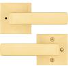 imageKwikset Singapore Interior Privacy Door Handle with Lock Door Lever for Bathroom and Bedroom Matte Black Reversible Keyless Turn Lock with Microban Protection Pack of 4Satin Brass