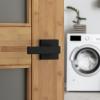 imageKwikset Singapore Interior Privacy Door Handle with Lock Door Lever for Bathroom and Bedroom Matte Black Reversible Keyless Turn Lock with Microban Protection Pack of 4Matte Black