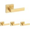 imageKwikset Singapore Interior Privacy Door Handle with Lock Door Lever for Bathroom and Bedroom Matte Black Reversible Keyless Turn Lock with Microban Protection Pack of 4Satin Brass