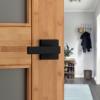 imageKwikset Singapore Interior Privacy Door Handle with Lock Door Lever for Bathroom and Bedroom Matte Black Reversible Keyless Turn Lock with Microban Protection Pack of 4Matte Black