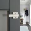 imageKwikset Singapore Interior Privacy Door Handle with Lock Door Lever for Bathroom and Bedroom Matte Black Reversible Keyless Turn Lock with Microban Protection Pack of 4Satin Nickel
