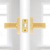 imageKwikset Singapore Interior Privacy Door Handle with Lock Door Lever for Bathroom and Bedroom Matte Black Reversible Keyless Turn Lock with Microban Protection Pack of 4Satin Brass