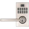 imageKwikset SmartCode 917 Keypad Keyless Entry Residential Electronic Lever Lock Deadbolt Alternative with Halifax Door Handle SmartKey Security Matte Black ContemporarySatin Nickel