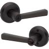 imageKwikset Trafford Interior Passage Door Handle Lever for Closet and Hallway Doors Reversible NonLocking Handle Lever Matte Black with Microban ProtectionVenetian Bronze
