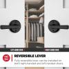 imageKwikset Trafford Interior Passage Door Handle Lever for Closet and Hallway Doors Reversible NonLocking Handle Lever Matte Black with Microban ProtectionMatte Black
