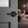 imageKwikset Trafford Interior Passage Door Handle Lever for Closet and Hallway Doors Reversible NonLocking Handle Lever Matte Black with Microban ProtectionMatte Black