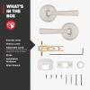 imageKwikset Trafford Interior Passage Door Handle Lever for Closet and Hallway Doors Reversible NonLocking Handle Lever Matte Black with Microban ProtectionSatin Nickel