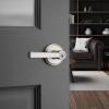 imageKwikset Trafford Interior Passage Door Handle Lever for Closet and Hallway Doors Reversible NonLocking Handle Lever Matte Black with Microban ProtectionSatin Nickel