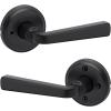 imageKwikset Trafford Interior Passage Door Handle Lever for Closet and Hallway Doors Reversible NonLocking Handle Lever Matte Black with Microban ProtectionMatte Black