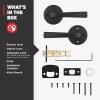 imageKwikset Trafford Interior Passage Door Handle Lever for Closet and Hallway Doors Reversible NonLocking Handle Lever Matte Black with Microban ProtectionMatte Black