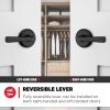 imageKwikset Trafford Interior Passage Door Handle Lever for Closet and Hallway Doors Reversible NonLocking Handle Lever Matte Black with Microban ProtectionMatte Black