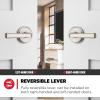 imageKwikset Trafford Interior Passage Door Handle Lever for Closet and Hallway Doors Reversible NonLocking Handle Lever Matte Black with Microban ProtectionSatin Nickel