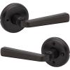 imageKwikset Trafford Interior Passage Door Handle Lever for Closet and Hallway Doors Reversible NonLocking Handle Lever Matte Black with Microban ProtectionVenetian Bronze