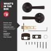 imageKwikset Trafford Interior Passage Door Handle Lever for Closet and Hallway Doors Reversible NonLocking Handle Lever Matte Black with Microban ProtectionVenetian Bronze