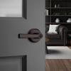 imageKwikset Trafford Interior Passage Door Handle Lever for Closet and Hallway Doors Reversible NonLocking Handle Lever Matte Black with Microban ProtectionVenetian Bronze