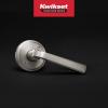 imageKwikset Trafford Interior Passage Door Handle Lever for Closet and Hallway Doors Reversible NonLocking Handle Lever Matte Black with Microban ProtectionSatin Nickel