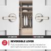imageKwikset Trafford Interior Passage Door Handle Lever for Closet and Hallway Doors Reversible NonLocking Handle Lever Matte Black with Microban ProtectionSatin Nickel