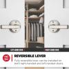 imageKwikset Trafford Interior Passage Door Handle Lever for Closet and Hallway Doors Reversible NonLocking Handle Lever Matte Black with Microban ProtectionSatin Nickel