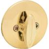 imageKwikset 663 Deadbolt Unkeyed Deadbolt Lock Satin Chrome Round Interior Turn Piece for Front Entry Door with Latch and Adapter No Exterior AssemblyPolished Brass